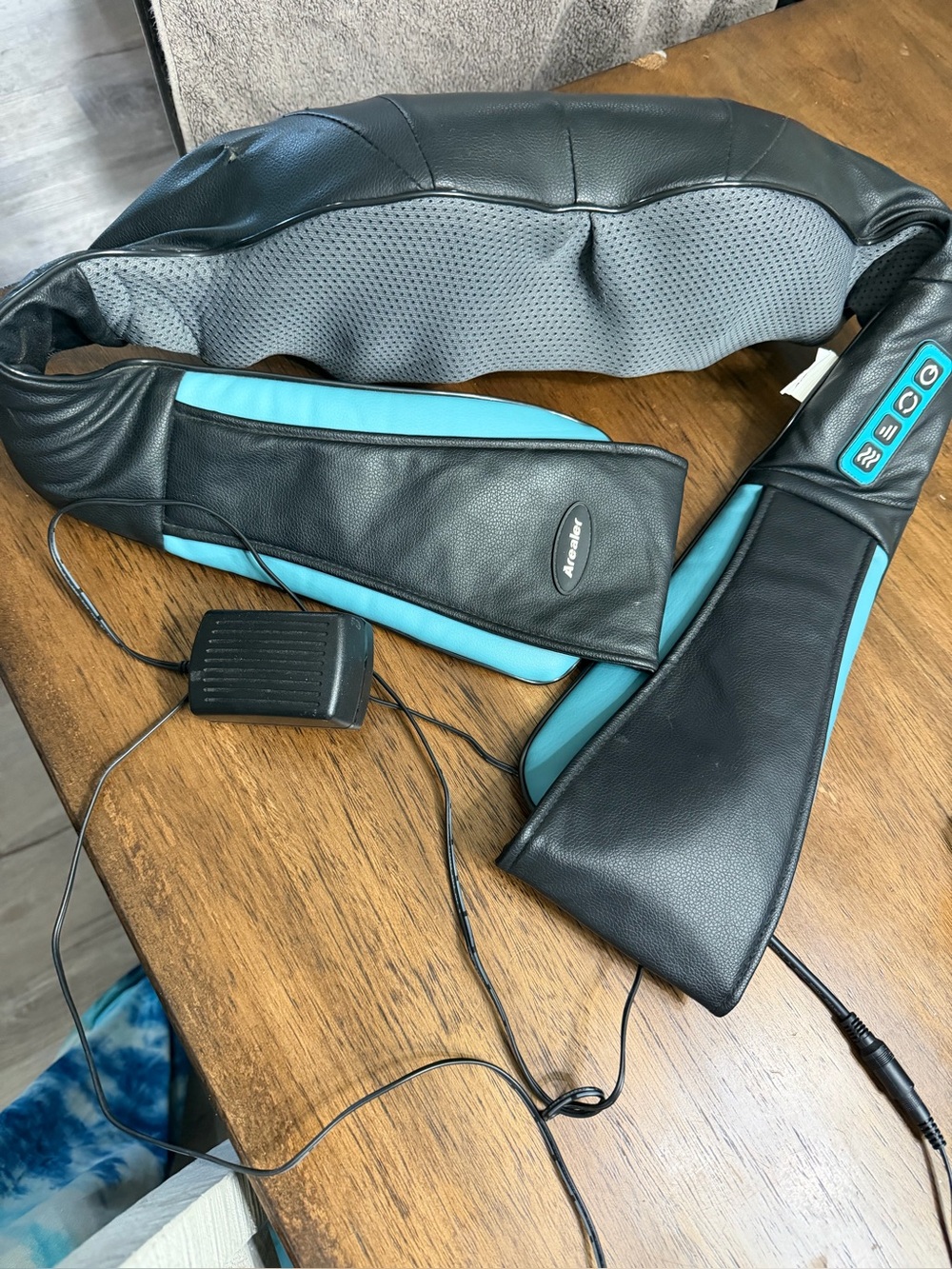 Homedics Black and Teal Neck & Shoulder Massager with Heat & Adapter